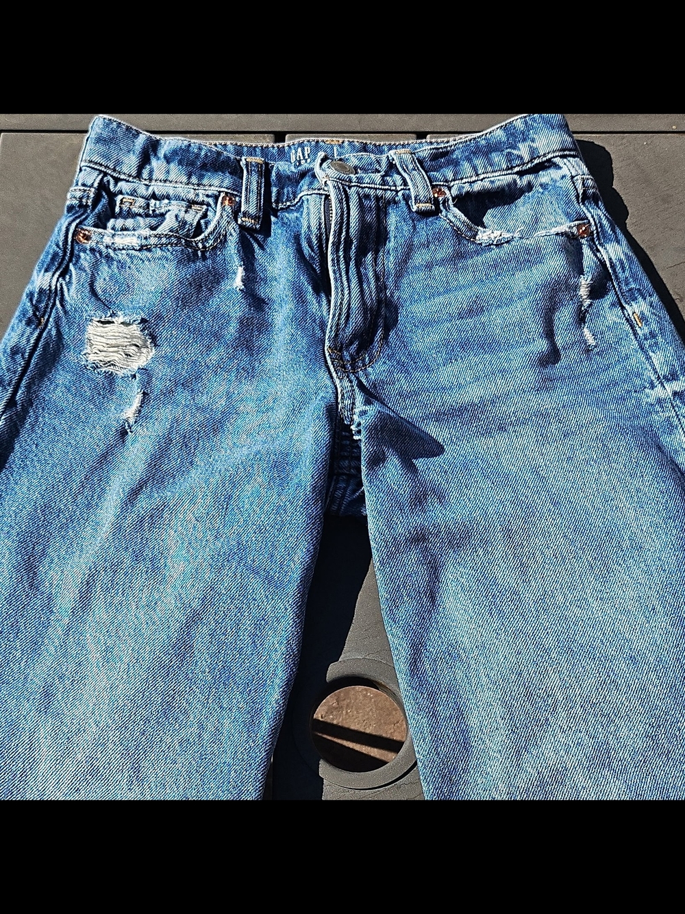 GAP Kids Teens Blue Medium Wash Denim Jeans Straight Regular Low Rise 5-Pkt